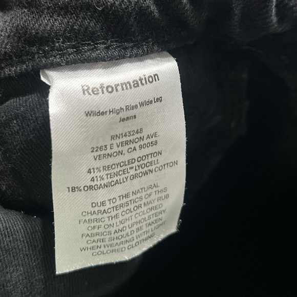 REFORMATION Wilder High Rise Wide Leg Black Denim Jeans - Picture 6 of 7